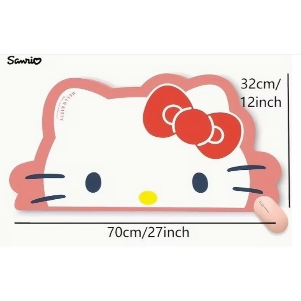 Sanrio Hello Kitty Desk Mat Large Mouse Pad Pink White Kawaii Office 27x12 - Picture 2 of 2